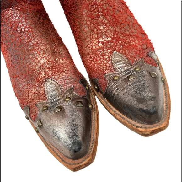 Lucchese Diva Amata Leather LIMITED EDITION Shimmer Studded Western Boots - Picture 3 of 16